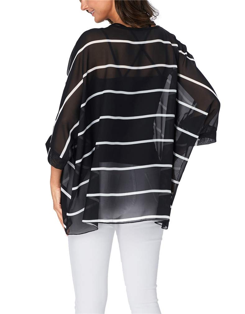 Vanbuy Striped Tropical Shirts Boho Tops Blouses for Women Plus Size Beach Wear Floral Chiffon Blouse Kimono Tops 4331 - Image 4